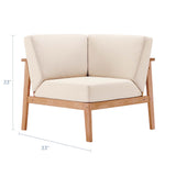 Sedona Outdoor Patio Eucalyptus Wood Sectional Sofa Corner Chair Natural Taupe EEI-3680-NAT-TAU