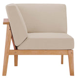 Sedona Outdoor Patio Eucalyptus Wood Sectional Sofa Corner Chair Natural Taupe EEI-3680-NAT-TAU
