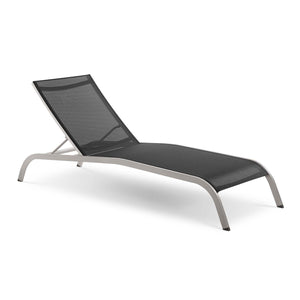 Savannah Mesh Chaise Outdoor Patio Aluminum Lounge Chair Black EEI-3721-BLK