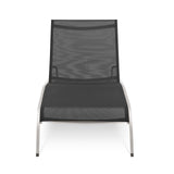 Savannah Mesh Chaise Outdoor Patio Aluminum Lounge Chair Black EEI-3721-BLK