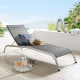 Savannah Mesh Chaise Outdoor Patio Aluminum Lounge Chair Black EEI-3721-BLK