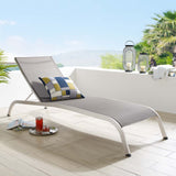 Savannah Mesh Chaise Outdoor Patio Aluminum Lounge Chair Gray EEI-3721-GRY