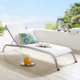 Savannah Mesh Chaise Outdoor Patio Aluminum Lounge Chair White EEI-3721-WHI