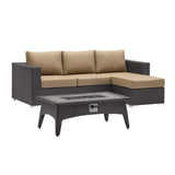 Convene 3 Piece Set Outdoor Patio with Fire Pit Espresso Mocha EEI-3724-EXP-MOC-SET