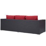 Convene 3 Piece Set Outdoor Patio with Fire Pit Espresso Red EEI-3724-EXP-RED-SET