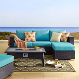 Convene 3 Piece Set Outdoor Patio with Fire Pit Espresso Turquoise EEI-3724-EXP-TRQ-SET