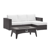 Convene 3 Piece Set Outdoor Patio with Fire Pit Espresso White EEI-3724-EXP-WHI-SET