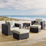 Convene 5 Piece Set Outdoor Patio with Fire Pit Espresso Beige EEI-3726-EXP-BEI-SET