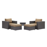 Convene 5 Piece Set Outdoor Patio with Fire Pit Espresso Mocha EEI-3726-EXP-MOC-SET