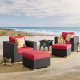 Convene 5 Piece Set Outdoor Patio with Fire Pit Espresso Red EEI-3726-EXP-RED-SET