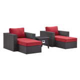 Convene 5 Piece Set Outdoor Patio with Fire Pit Espresso Red EEI-3726-EXP-RED-SET