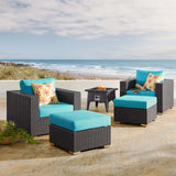 Convene 5 Piece Set Outdoor Patio with Fire Pit Espresso Turquois EEI-3726-EXP-TRQ-SET