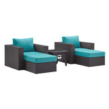 Convene 5 Piece Set Outdoor Patio with Fire Pit Espresso Turquois EEI-3726-EXP-TRQ-SET