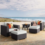 Convene 5 Piece Set Outdoor Patio with Fire Pit Espresso White EEI-3726-EXP-WHI-SET