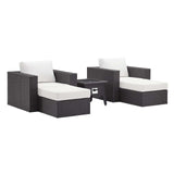 Convene 5 Piece Set Outdoor Patio with Fire Pit Espresso White EEI-3726-EXP-WHI-SET