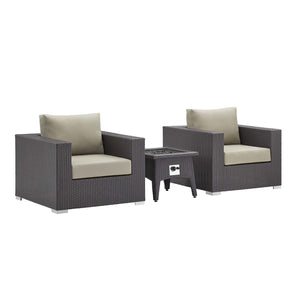 Convene 3 Piece Set Outdoor Patio with Fire Pit Espresso Beige EEI-3727-EXP-BEI-SET