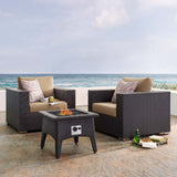 Convene 3 Piece Set Outdoor Patio with Fire Pit Espresso Mocha EEI-3727-EXP-MOC-SET