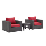 Convene 3 Piece Set Outdoor Patio with Fire Pit Espresso Red EEI-3727-EXP-RED-SET