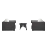 Convene 3 Piece Set Outdoor Patio with Fire Pit Espresso White EEI-3727-EXP-WHI-SET