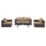 Convene 5 Piece Set Outdoor Patio with Fire Pit Espresso Mocha EEI-3728-EXP-MOC-SET