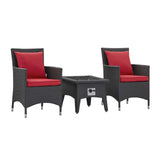 Convene 3 Piece Set Outdoor Patio with Fire Pit Espresso Red EEI-3729-EXP-RED-SET