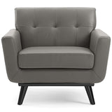Engage Top-Grain Leather Living Room Lounge Accent Armchair Gray EEI-3734-GRY
