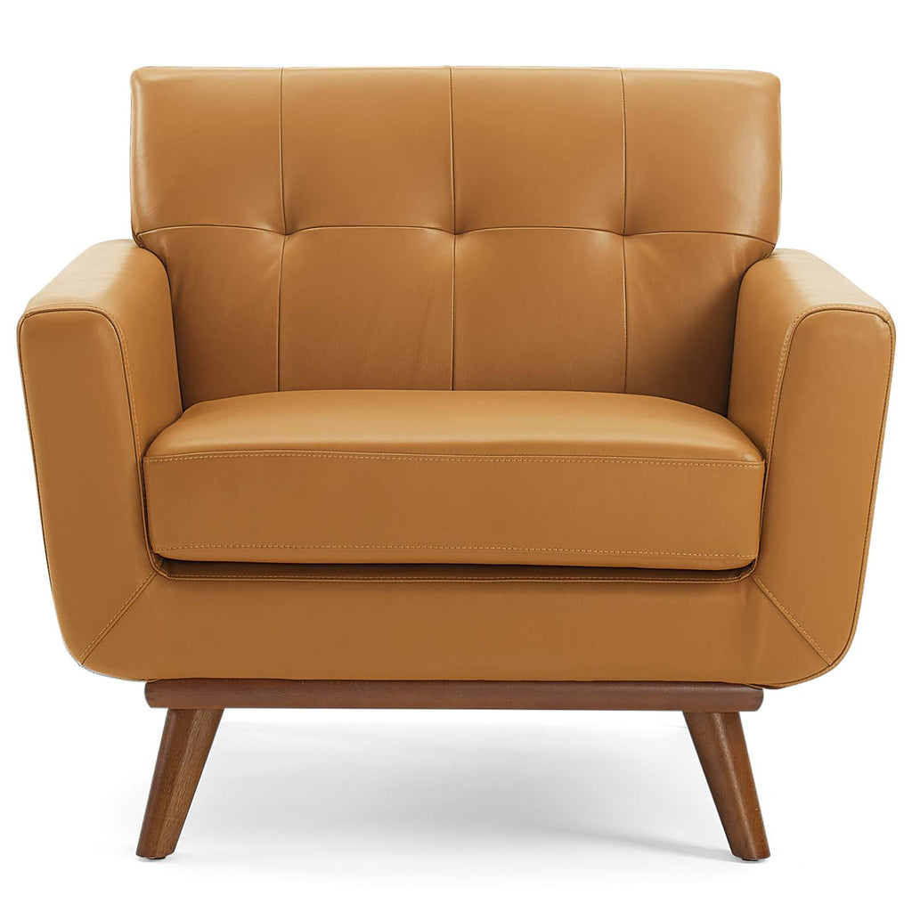 Engage Top-Grain Leather Living Room Lounge Accent Armchair Tan EEI-3734-TAN