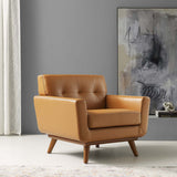 Engage Top-Grain Leather Living Room Lounge Accent Armchair Tan EEI-3734-TAN
