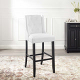 Baronet Tufted Button Faux Leather Bar Stool White EEI-3742-WHI