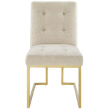 Privy Gold Stainless Steel Upholstered Fabric Dining Accent Chair Gold Beige EEI-3743-GLD-BEI