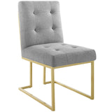 Privy Gold Stainless Steel Upholstered Fabric Dining Accent Chair Gold Light Gray EEI-3743-GLD-LGR