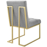 Privy Gold Stainless Steel Upholstered Fabric Dining Accent Chair Gold Light Gray EEI-3743-GLD-LGR