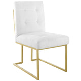 Privy Gold Stainless Steel Upholstered Fabric Dining Accent Chair Gold White EEI-3743-GLD-WHI