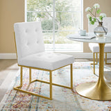 Privy Gold Stainless Steel Upholstered Fabric Dining Accent Chair Gold White EEI-3743-GLD-WHI