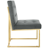 Privy Gold Stainless Steel Performance Velvet Dining Chair Gold Charcoal EEI-3744-GLD-CHA