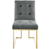 Privy Gold Stainless Steel Performance Velvet Dining Chair Gold Charcoal EEI-3744-GLD-CHA