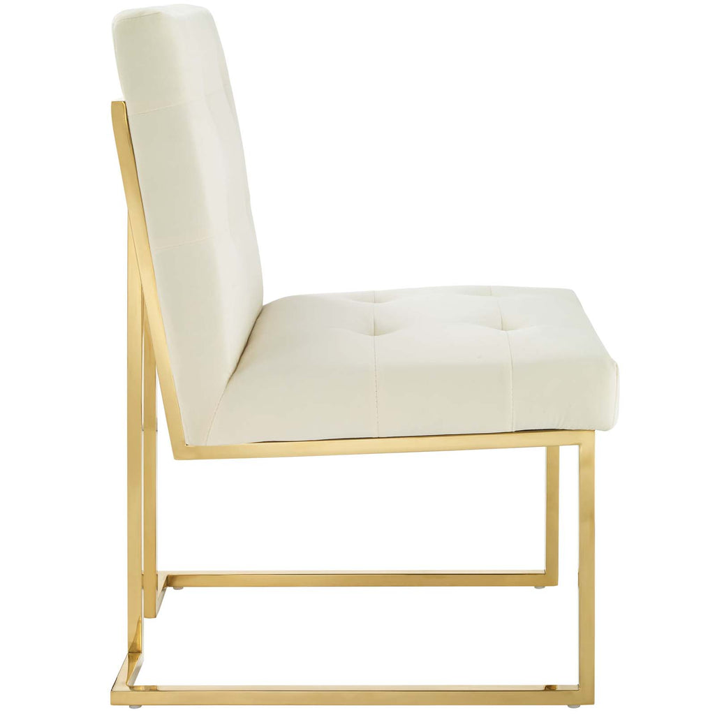 Privy Gold Stainless Steel Performance Velvet Dining Chair Gold Ivory EEI-3744-GLD-IVO