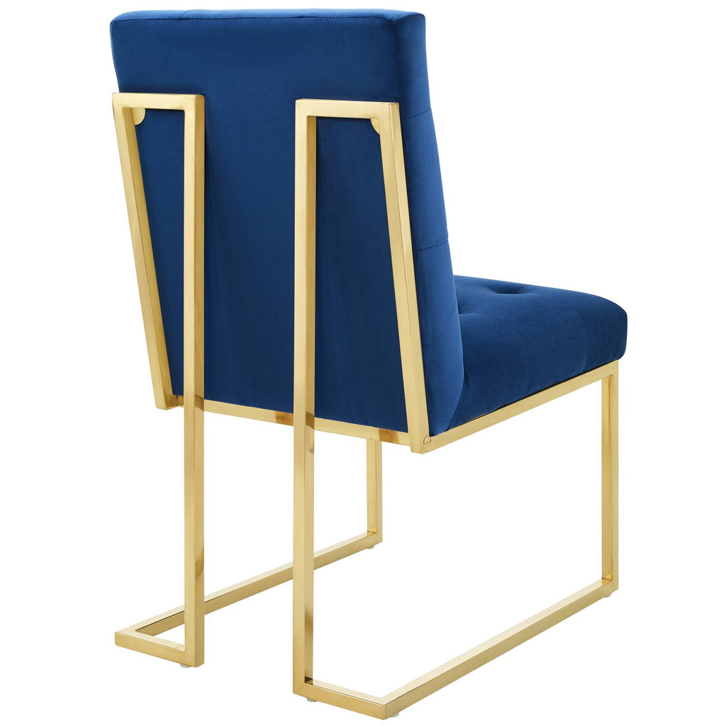 Privy Gold Stainless Steel Performance Velvet Dining Chair Gold Navy EEI-3744-GLD-NAV