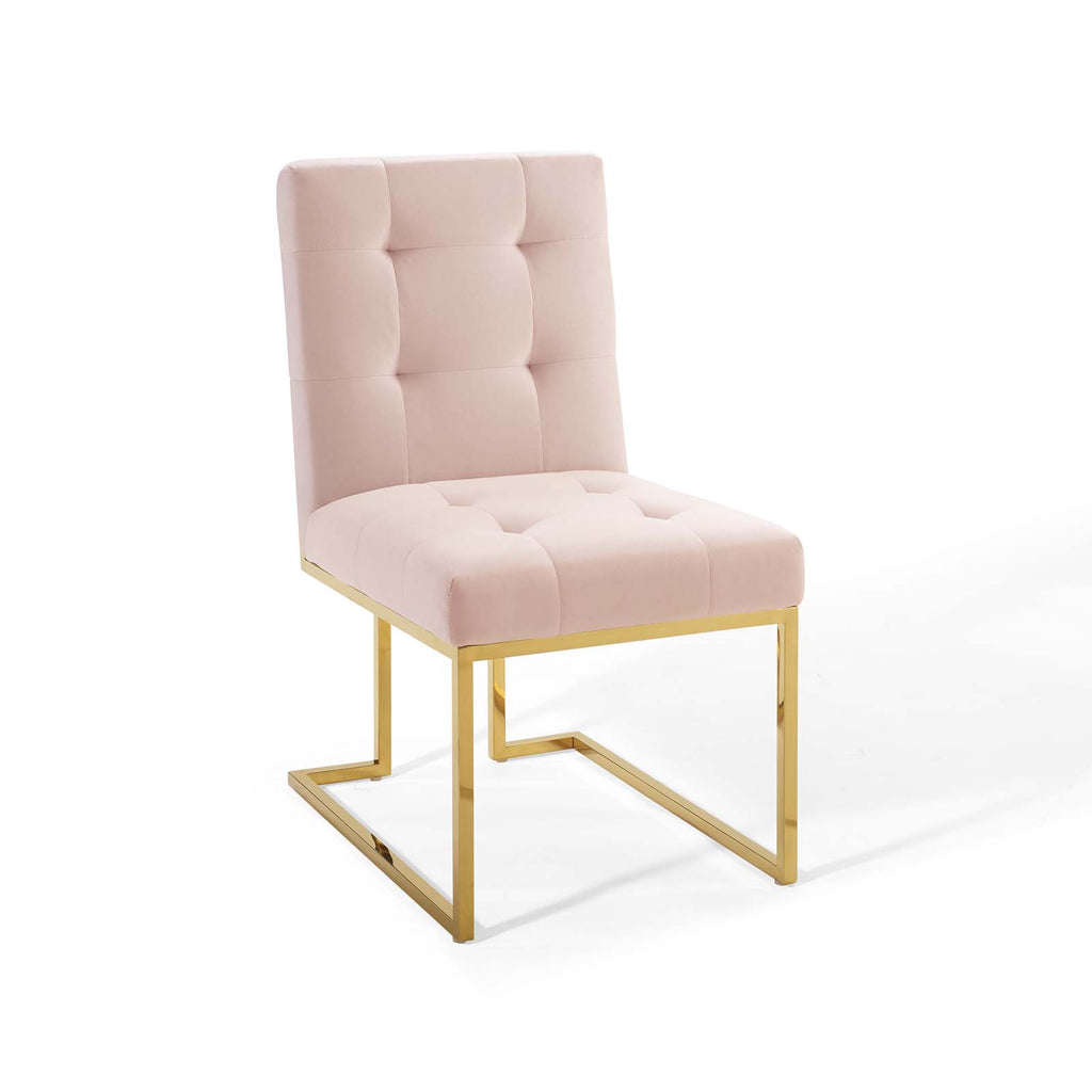 Privy Gold Stainless Steel Performance Velvet Dining Chair Gold Pink EEI-3744-GLD-PNK