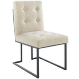 Privy Black Stainless Steel Upholstered Fabric Dining Chair Black Beige EEI-3745-BLK-BEI