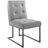 Privy Black Stainless Steel Upholstered Fabric Dining Chair Black Light Gray EEI-3745-BLK-LGR