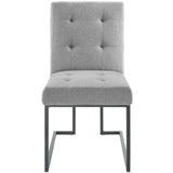 Privy Black Stainless Steel Upholstered Fabric Dining Chair Black Light Gray EEI-3745-BLK-LGR