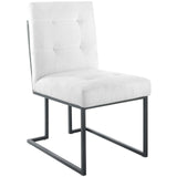 Privy Black Stainless Steel Upholstered Fabric Dining Chair Black White EEI-3745-BLK-WHI