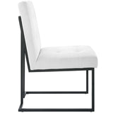 Privy Black Stainless Steel Upholstered Fabric Dining Chair Black White EEI-3745-BLK-WHI