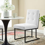 Privy Black Stainless Steel Upholstered Fabric Dining Chair Black White EEI-3745-BLK-WHI