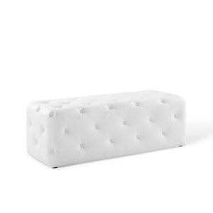 Amour 48" Tufted Button Entryway Faux Leather Bench White EEI-3767-WHI