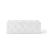 Amour 48" Tufted Button Entryway Faux Leather Bench White EEI-3767-WHI