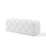 Amour 48" Tufted Button Entryway Faux Leather Bench White EEI-3767-WHI