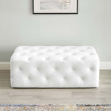 Amour 48" Tufted Button Entryway Faux Leather Bench White EEI-3767-WHI