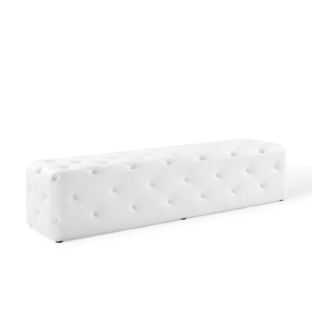 Amour 72" Tufted Button Entryway Faux Leather Bench White EEI-3771-WHI